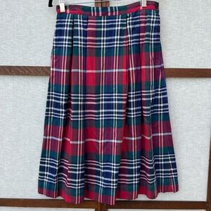 Vintage The Villager Tartan Plaid Pleated A-Line Midi Skirt
